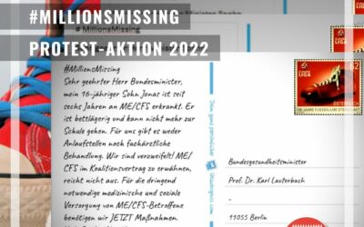 MillionsMissing4Action zum Internationalen ME/CFS-Tag 2022: Postkarten an das Bundesgesundheitsministerium